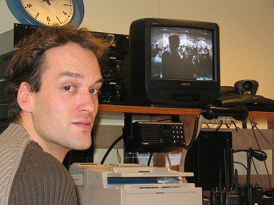 [VideoConferencePascal.jpg]
Pascal checking on the videoconference equipment.