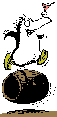 Drawing of a partying penguin