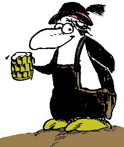 Drawing of drinking penguin