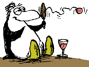 Drawing of penguin playing alone