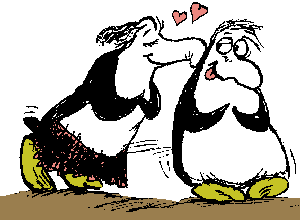 Drawing of penguin in love
