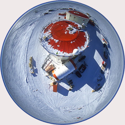 [DomeC-Aerial4FH.jpg]
Aerial view of Concordia station taken right above the garage tent next to the quiet building.