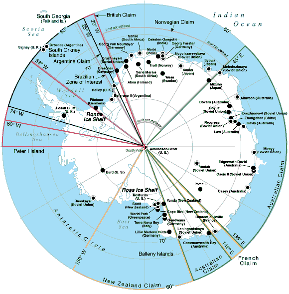 Map of all the Antarctic research stations