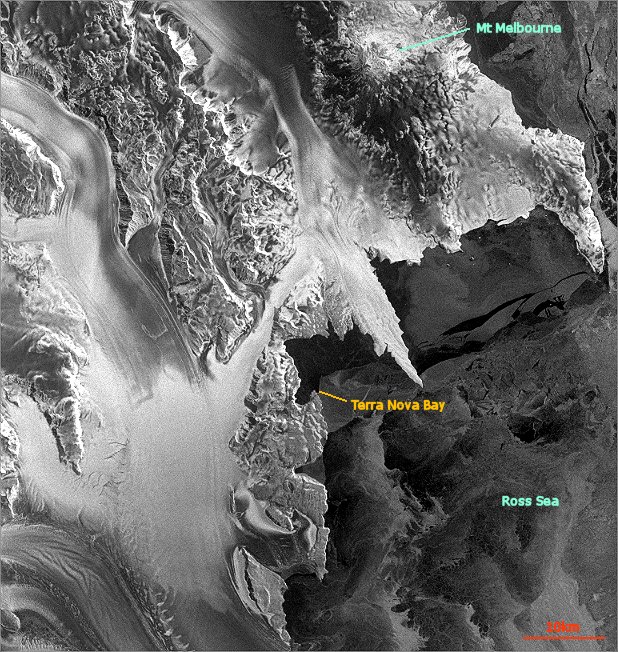 RadarSat image of Terra Nova Bay and the Ross Sea.