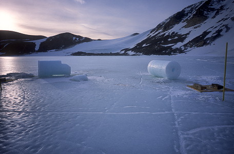 [SeaIceCores.jpg]
Large ice cores extracted for the sea-ice of the bay, to access the water underneath.