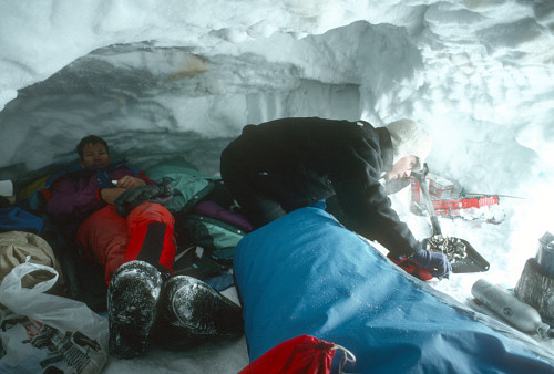 [SnowCave.jpg]
Hiding from the storm in a snow cave.