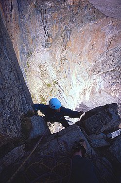 [Casual_4th.jpg]
The east face of Longs peak is visible from a hundred kms away and stays a remote target for many climbers. Being on it is unforgiving due to the altitude, the length of the descent, the thunderstorms always threatening in summer and just the plain difficulty of the route.