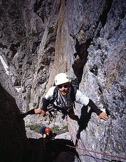[MtAlice_Stem.jpg]
Brad stemming the fifth pitch, with Lisa close below.