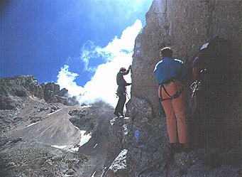 [FiloInFondo.jpg]
First ascent of Filo en Fondo, East face of Corno Piccolo.