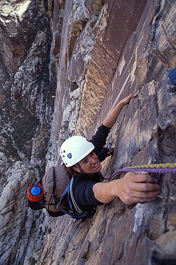 [EpinephrineFace1.jpg]
Liberated from the exhausting chimney pitches of Epinephrine, we enjoy the upper face pitches of the route.