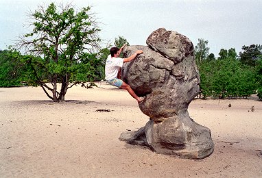 [Bilboquet.jpg]
Laurent on the 'Bilboquet', one of the strangest looking boulder of Fontainebleau