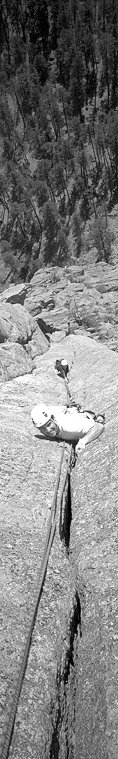 [BW_WaltBailey2.jpg]
Vertical panorama of Max and Jenny climbing at Devil's Tower, Wyoming.