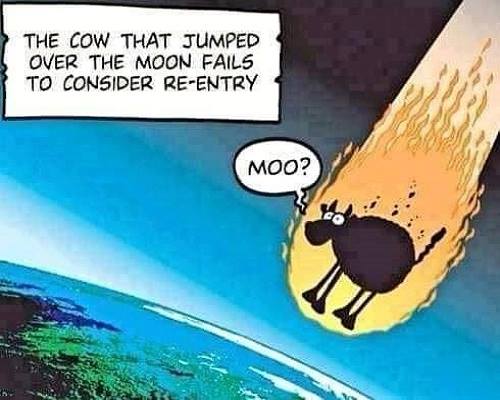 [CowOverMoon.jpg]
The cow that jumped over the moon failed to consider reentry
