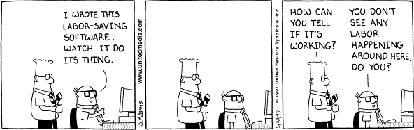 Dilbert strip, time saving