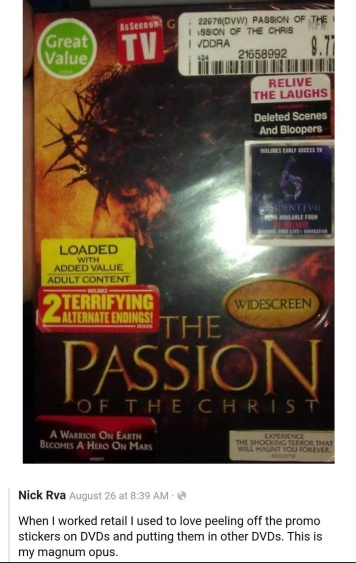 [MagumOpus.jpg]
Magnum opus on the Passion of the Christ videotape
