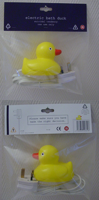 [RubberDuck.jpg]
Electric bath duck...