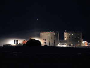 The Concordia station during the long winter night