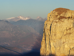 The summit of Mt Aiguille with the Meije visible in the far background