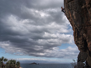 Climbing 'Les oiseaux de paradis' (6c) on the island of Nosy Andantsara