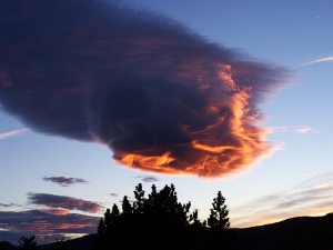Sunset cloud above the Alps