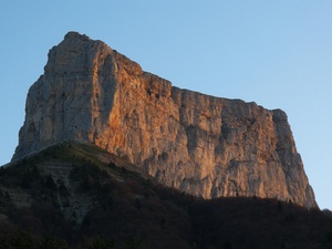 Last light on the west face of Mt Aiguille