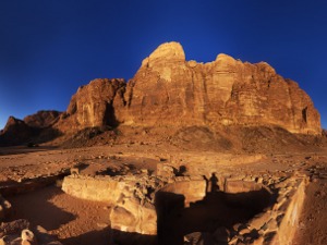 Nabatean temple at the foot of the east face of Wadi Rum