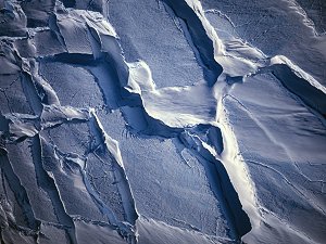 Crevasses on the Astrolabe glacier
