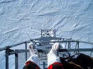 Looking down from the American mast