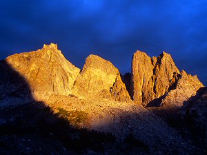 Sunset over the mountains. Cirque of the Towers, Wind River Range