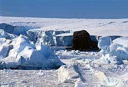 Ice072 - Icebergs, sea ice, small island and Astrolabe glacier