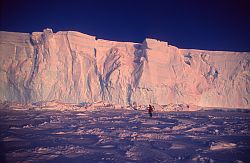 IceHiker - Hiker in front of the ice cliff, Antarctica