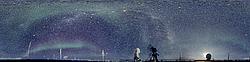 AuroraFE01W - Aurora above Concordia (360x90° image unrolled from a vertical fisheye image).