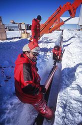 CableWay1 - Digging a trench in the packed snow for power and communicatino cables.