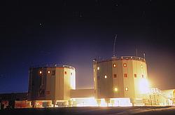 ConcordiaMoonlight3 - Concordia station all lit up during the polar night.