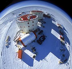 DomeC-Aerial3FH_ - Aerial view of Concordia, Fisheye image.