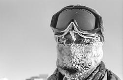 FrozenFaceRoberto-BW - Goggles are useless at very low temperatures as they ice up quickly when doing any kind of exertion.
[ Click to go to the page where that image comes from ]