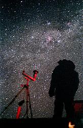 GlacioShelterDark4 - The Milky Way above the glaciology shelter. The incredible stability of the atmosphere, low humidity, stable weather and absence of parasite light makes Dome C the best astronomical observatory on Earth.
[ Click to go to the page where that image comes from ]