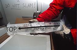 IceCoreBox2 - The ice cores as well as their wrappings have detailed information on them: location, depth and time of extraction, up and down directions, estimated size of the missing parts on top and bottom, etc...
[ Click to go to the page where that image comes from ]