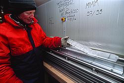 IceCoreSlice1 - An ice core, split lengthwise so as to get access to the clean center.
[ Click to go to the page where that image comes from ]