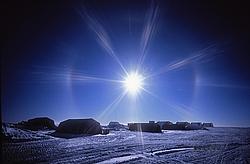 LensFlare - Lens flare with the sun above the summer camp.