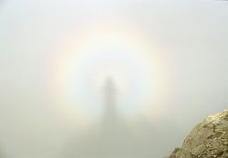 BrockenSpectrum - Brocken spectrum projected onto clouds from a mountain top
[ Click to go to the page where that image comes from ]
