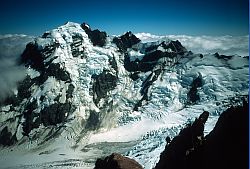 CookWestRidge - Mt LaPerouse seen from the west ridge of Mt Cook, New Zealand 2000
[ Click to download the free wallpaper version of this image ]