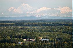 DenaliFromFairbanks - Denali seen from Fairbanks, hundreds of kms away, Alaska 1995