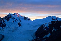 ElieDeBeaumontPurple - Purple sunset on Mt Elie de Baumont, New Zealand 2000