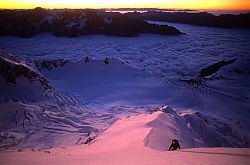 SilberhornUp - Early on Silberhorn ridge of Mt Tasman, New Zealand
[ Click to download the free wallpaper version of this image ]