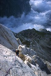 Spalle - Climbing above the clouds on the shoulders of Corno Picolo, Gran Sasso, Central Italy