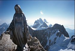 VirginGeant - Statue on the summit of the Dent du Geant, Chamonix, France