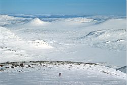 VuojnestRidge - Skiing the ridge of Vuojnestjahkka, Sarek, Sweden 1998
[ Click to download the free wallpaper version of this image ]