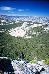 FairviewBelowSummit - Jenny nearing the summit of Fairview Dome. Tuolumne, California, 2003
[ Click to go to the page where that image comes from ]