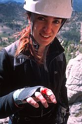 JennyBloodFinger - Hurt fingers after crack climbing, Colorado